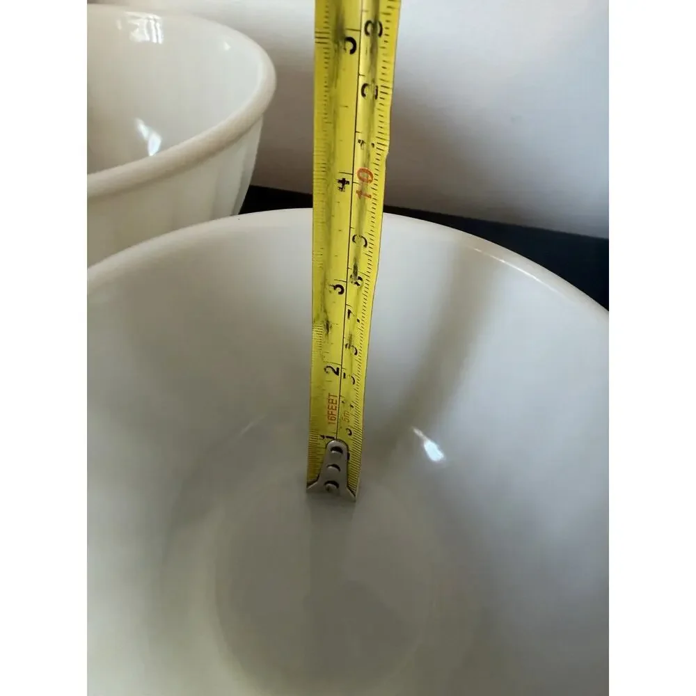 2 Vintage 1950's Anchor Hocking Fire King White Milk Glass Swirl Mixing Bowls